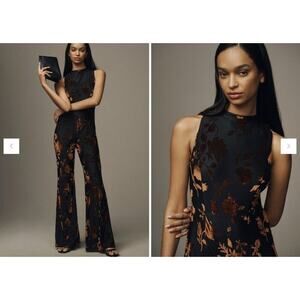 NWT Hutch Velvet Floral Darby Jumpsuit Size XS Black #NC501